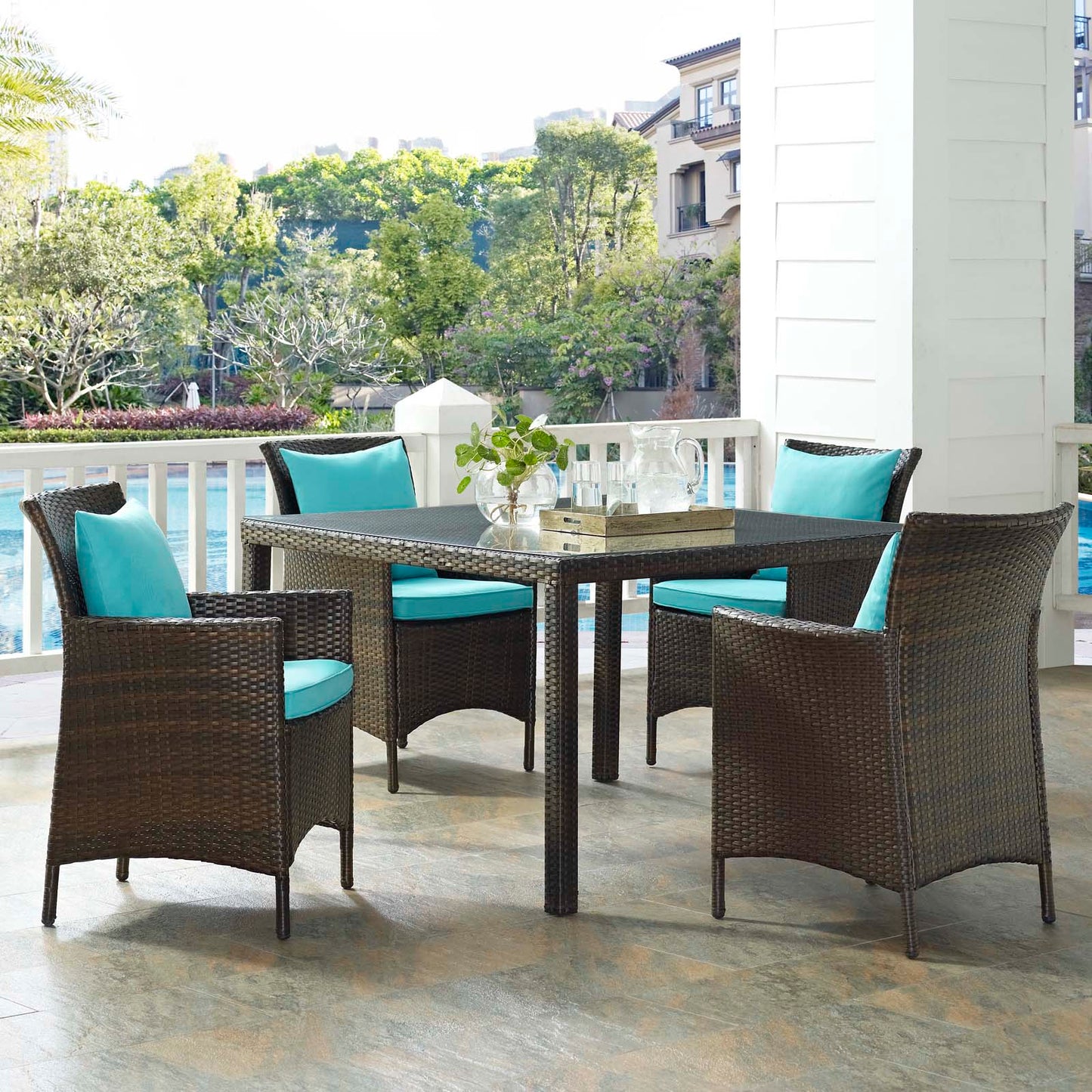 Conduit 5 Piece Outdoor Patio Wicker Rattan Set