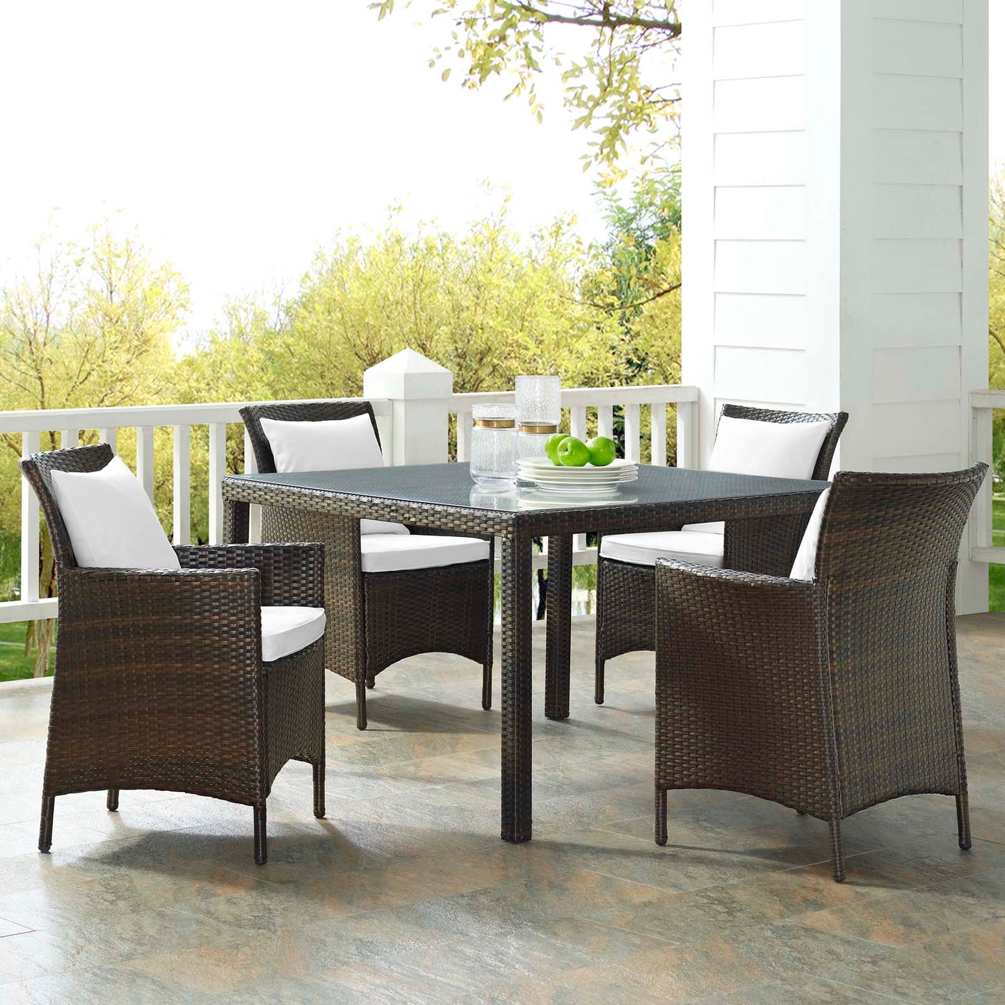 Conduit 5 Piece Outdoor Patio Wicker Rattan Set