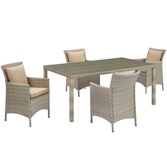 Conduit 5 Piece Outdoor Patio Wicker Rattan Dining Set