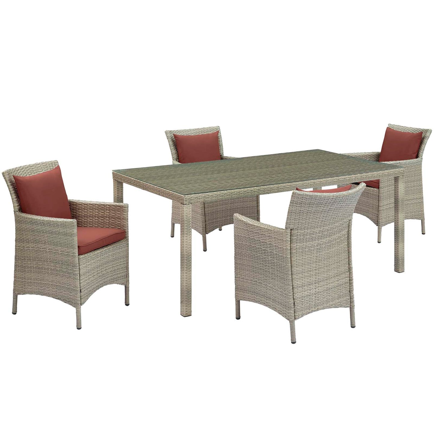 Conduit 5 Piece Outdoor Patio Wicker Rattan Dining Set