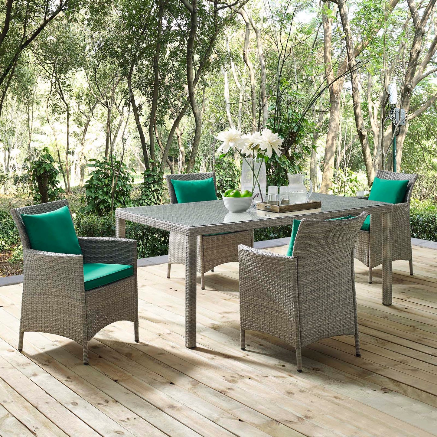 Conduit 5 Piece Outdoor Patio Wicker Rattan Dining Set