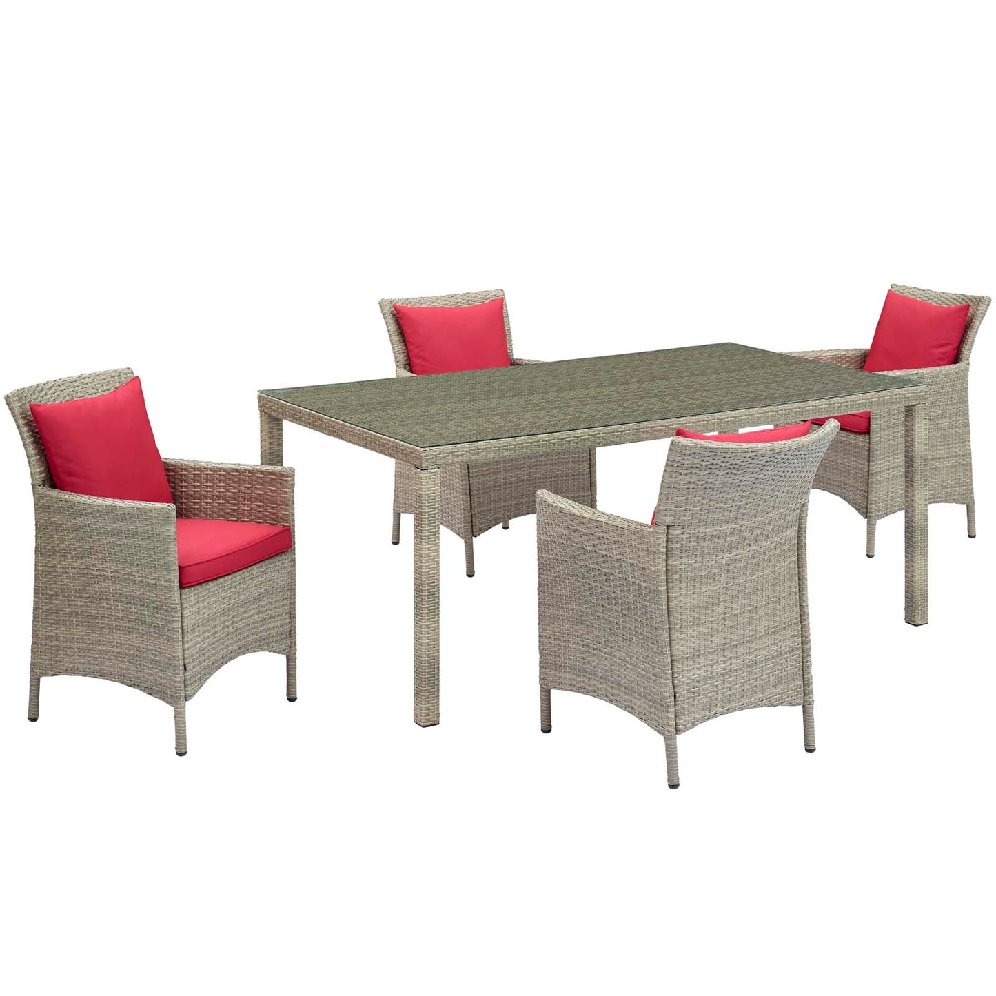 Conduit 5 Piece Outdoor Patio Wicker Rattan Dining Set