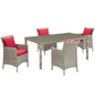 Conduit 5 Piece Outdoor Patio Wicker Rattan Dining Set