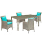 Conduit 5 Piece Outdoor Patio Wicker Rattan Dining Set