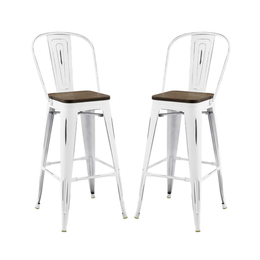 Lot de 2 tabourets de bar en métal Promenade par Modway