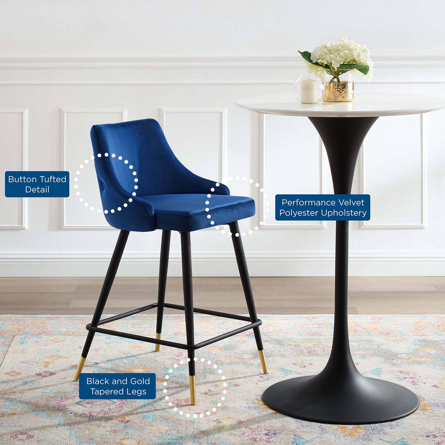 Adorn Performance Velvet Counter Stool