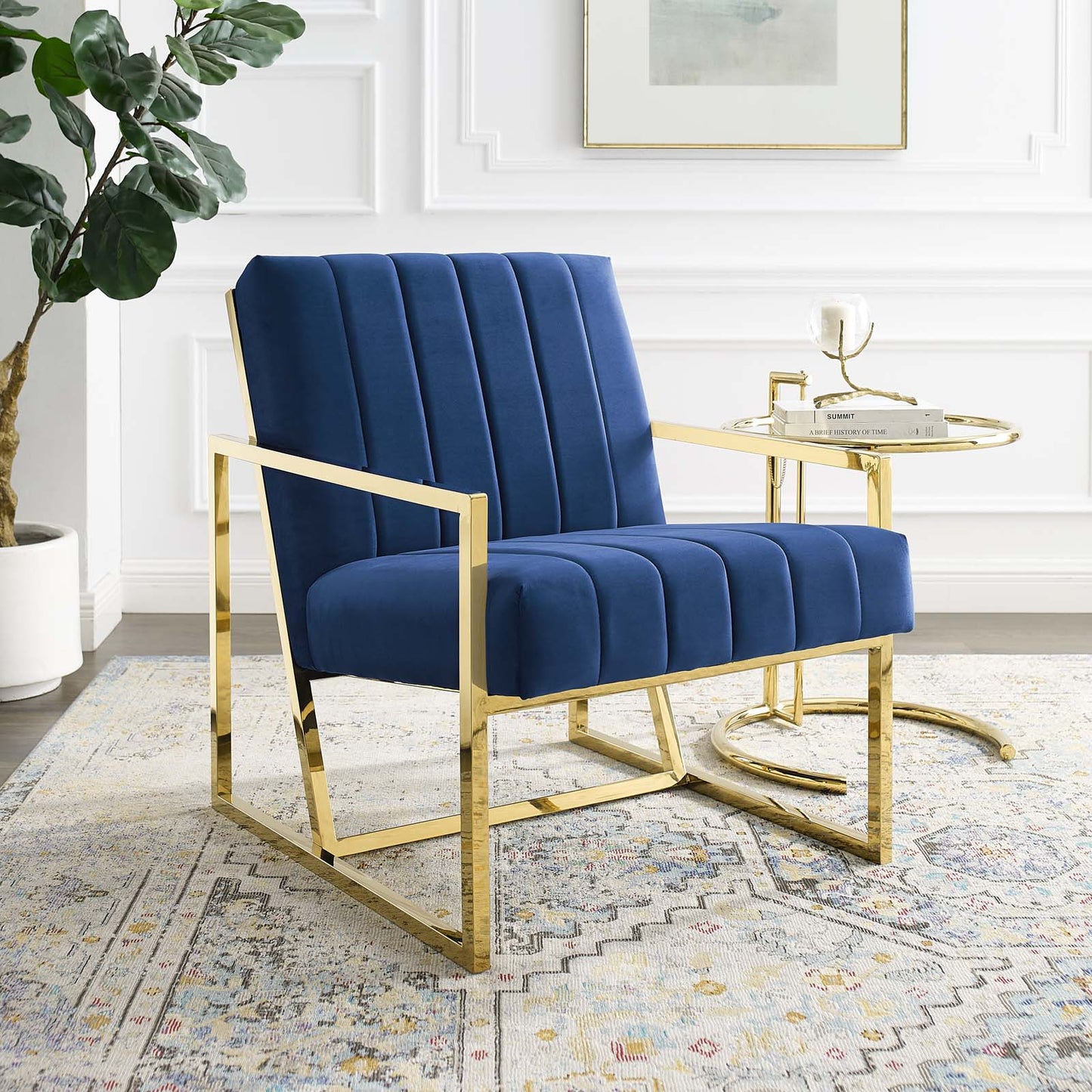 Inspire Channel Tufted Performance Velvet Armchair