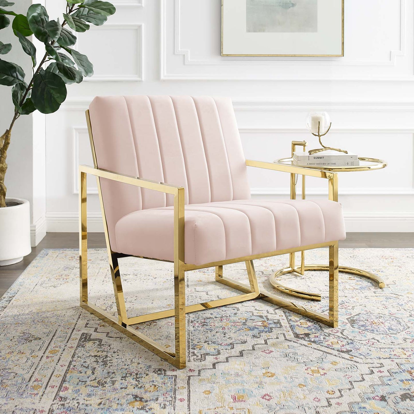 Inspire Channel Tufted Performance Velvet Armchair