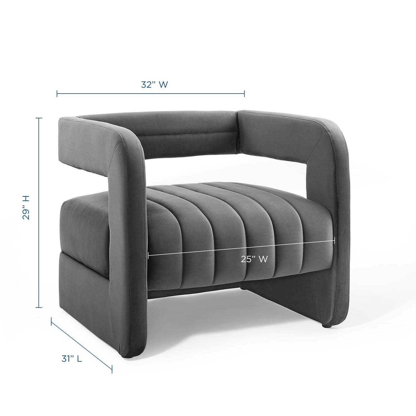 Fauteuil d'appoint capitonné en velours haute performance de la gamme Modway