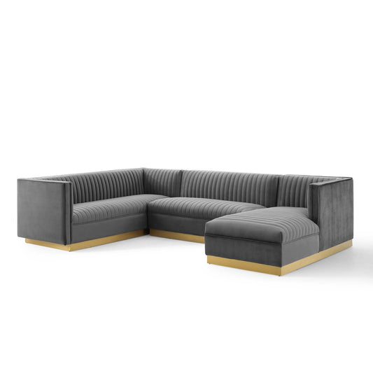 Sanguine 3 Piece Performance Velvet Sectional Sofa Set