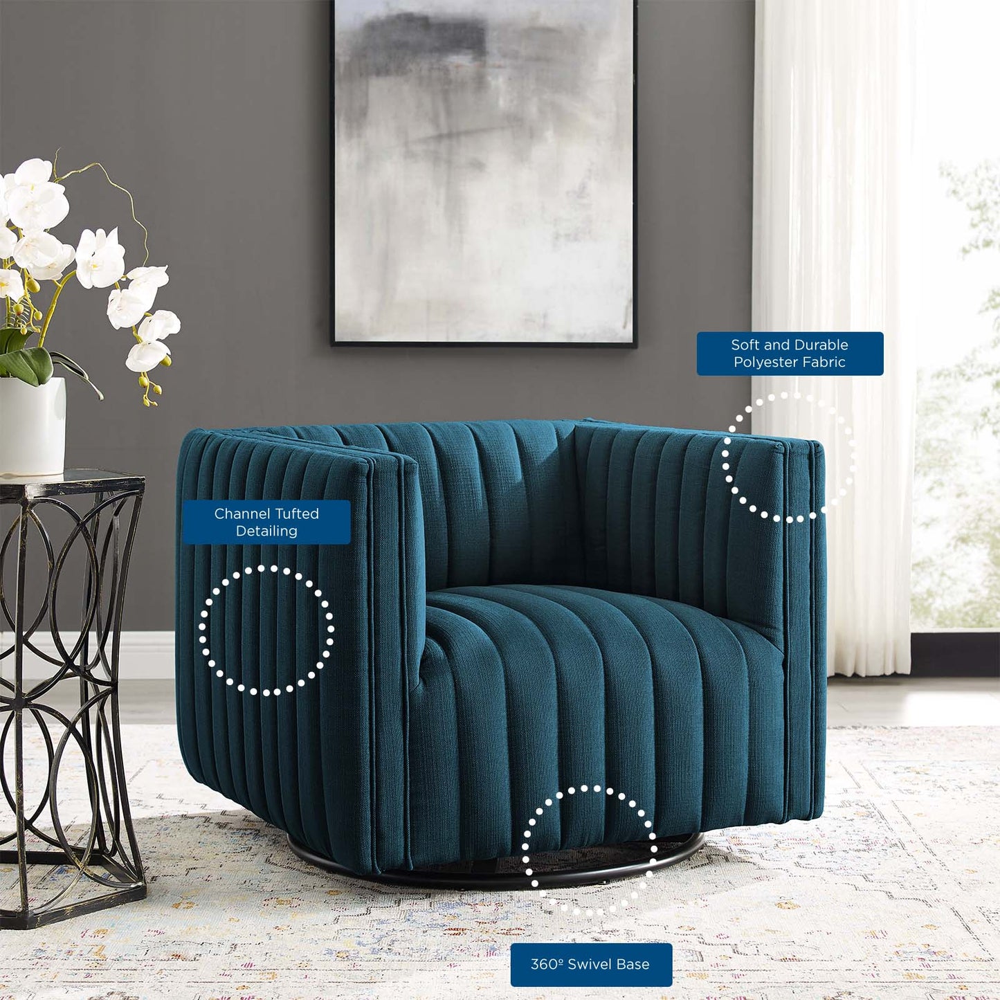 Conjure Tufted Swivel Upholstered Armchair