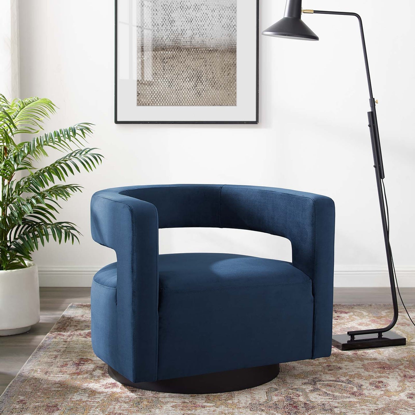 Spin Cutaway Performance Velvet Swivel Armchair