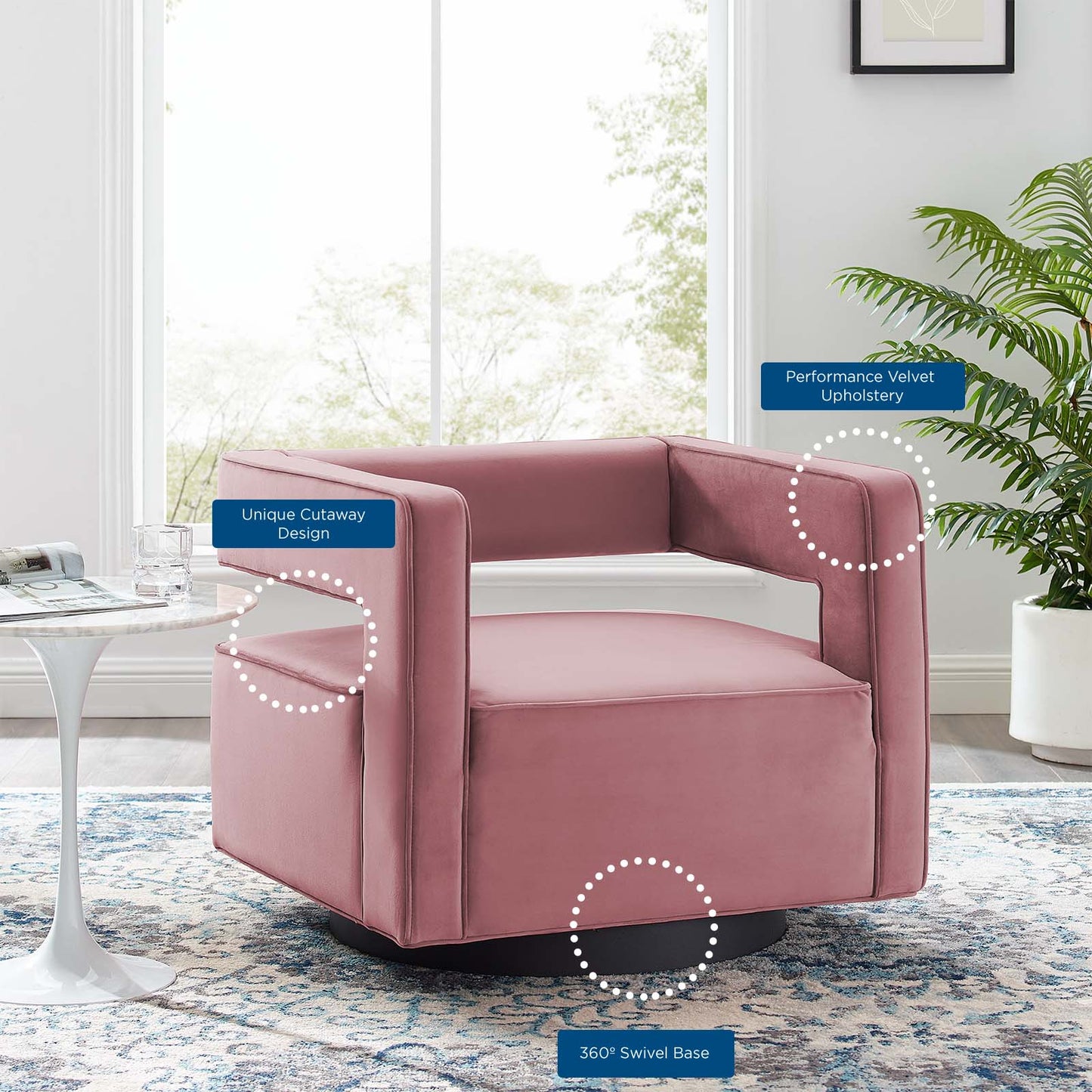 Booth Performance Velvet Performance Velvet Swivel Armchair