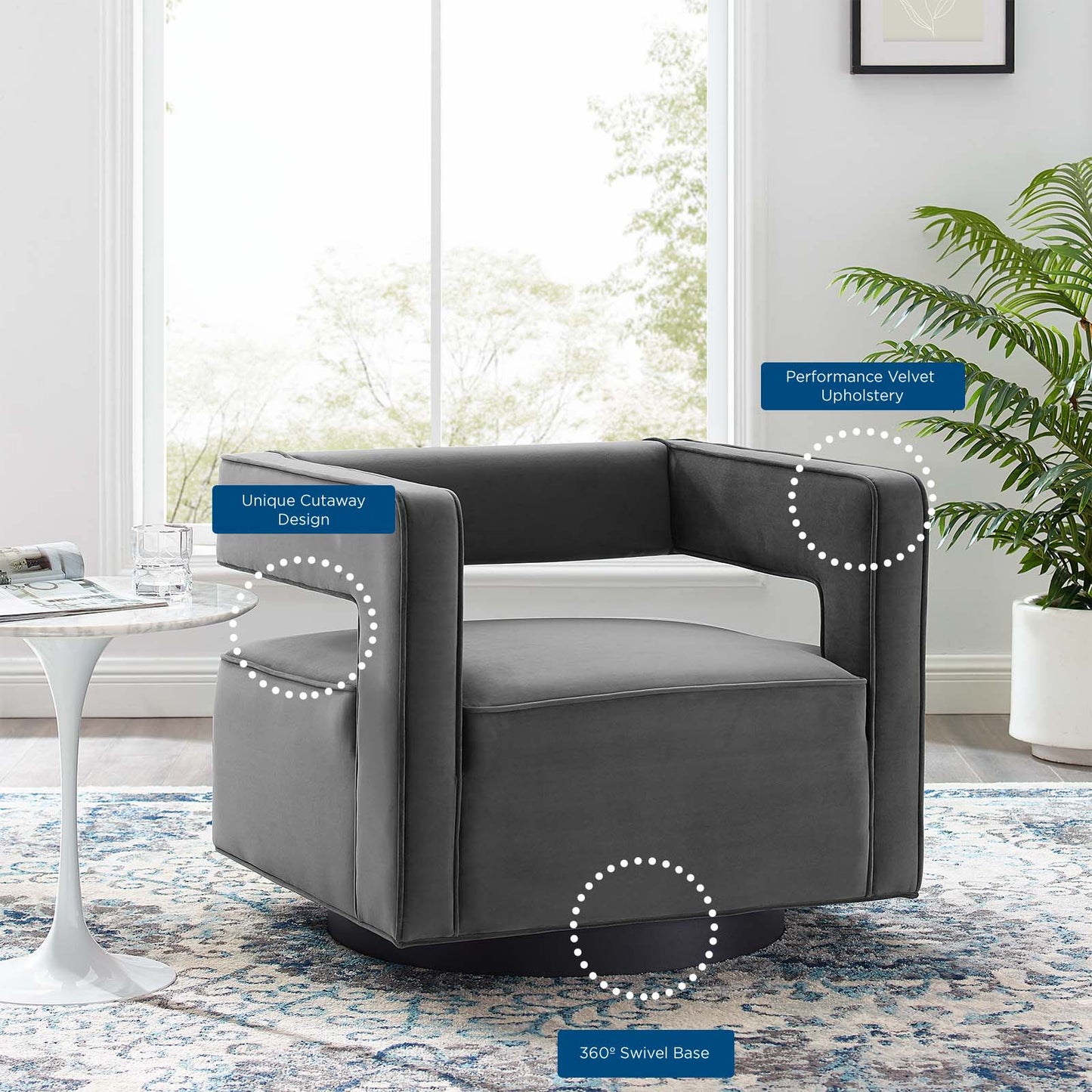 Booth Performance Velvet Performance Velvet Swivel Armchair