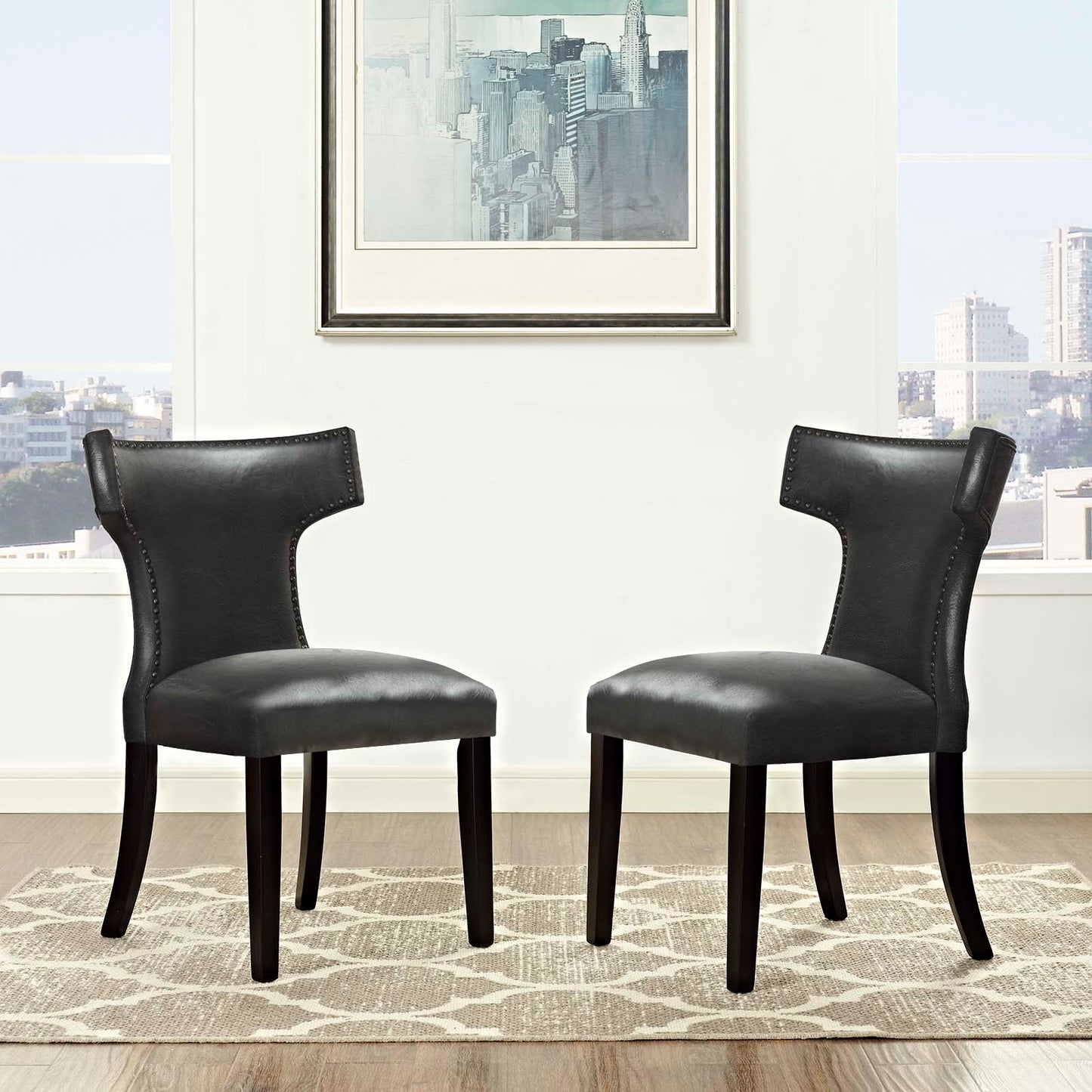 Curve Vinyl Dining Chair Set of 2