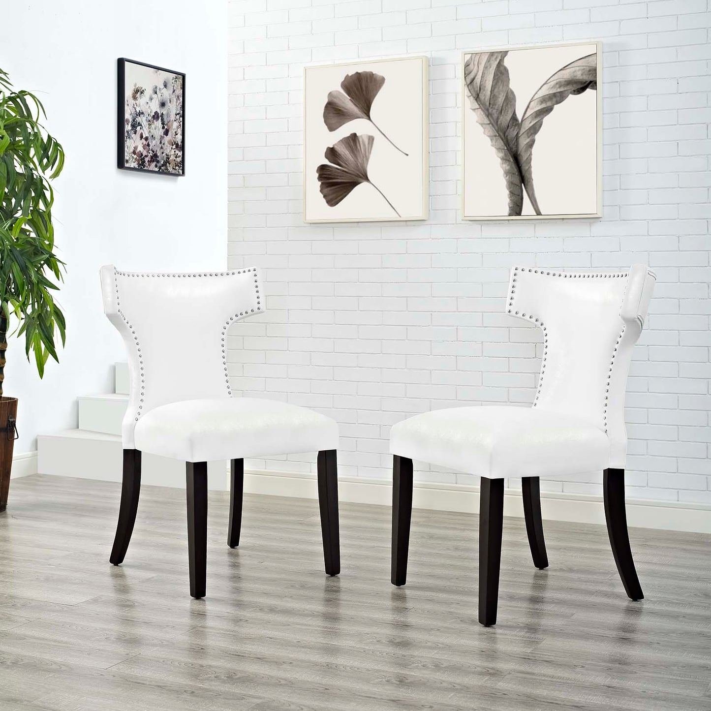 Curve Vinyl Dining Chair Set of 2