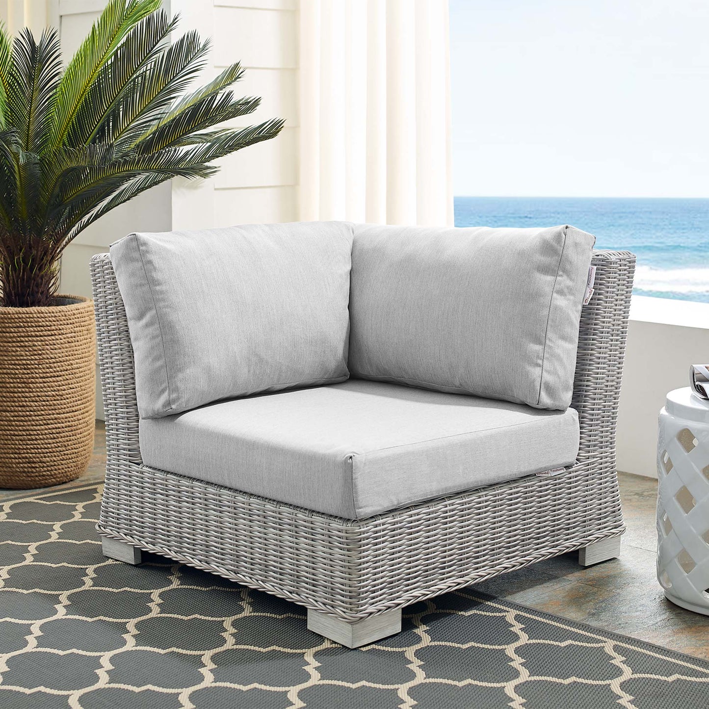 Conway Sunbrella® Outdoor Patio Wicker Rattan Corner Chair