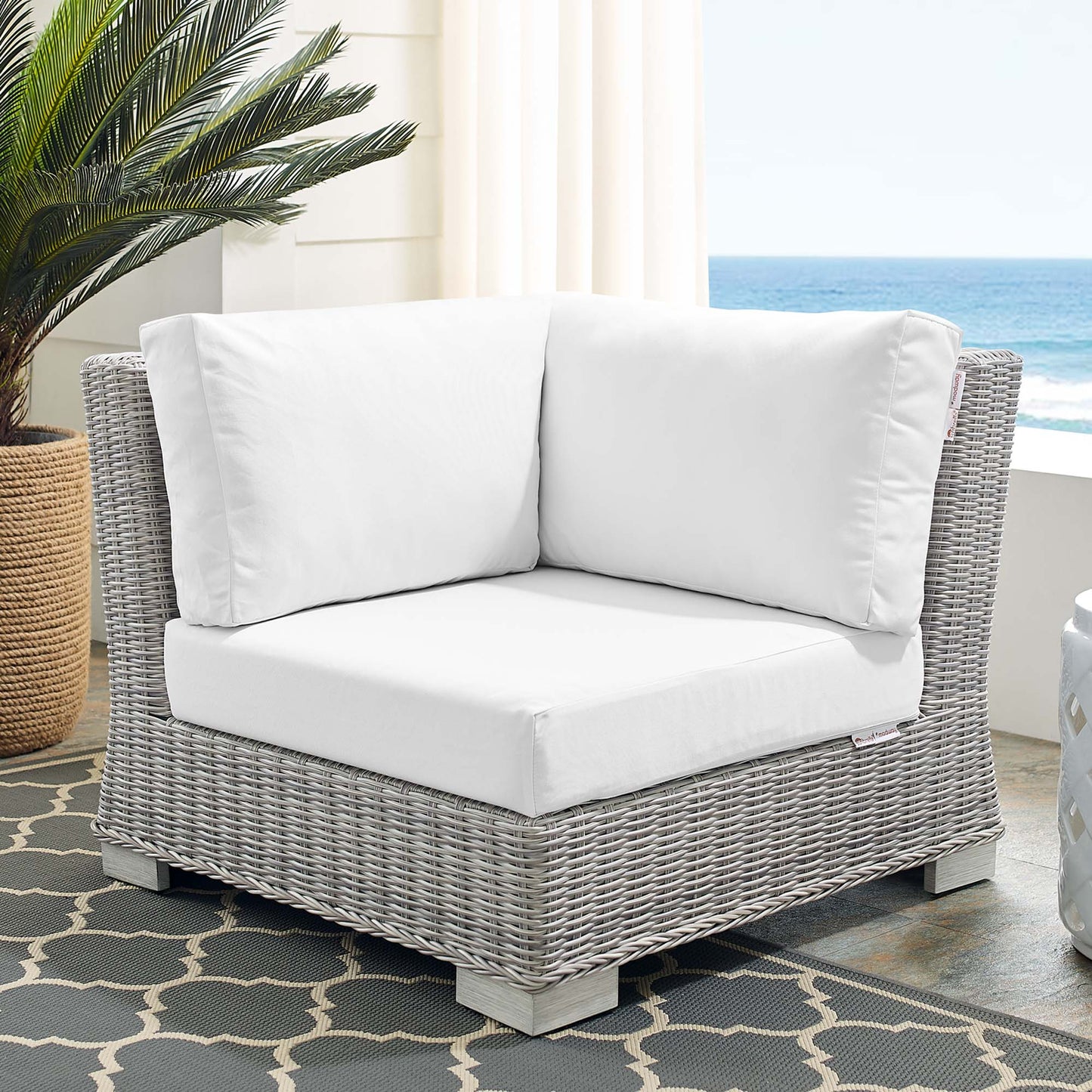 Conway Sunbrella® Outdoor Patio Wicker Rattan Corner Chair