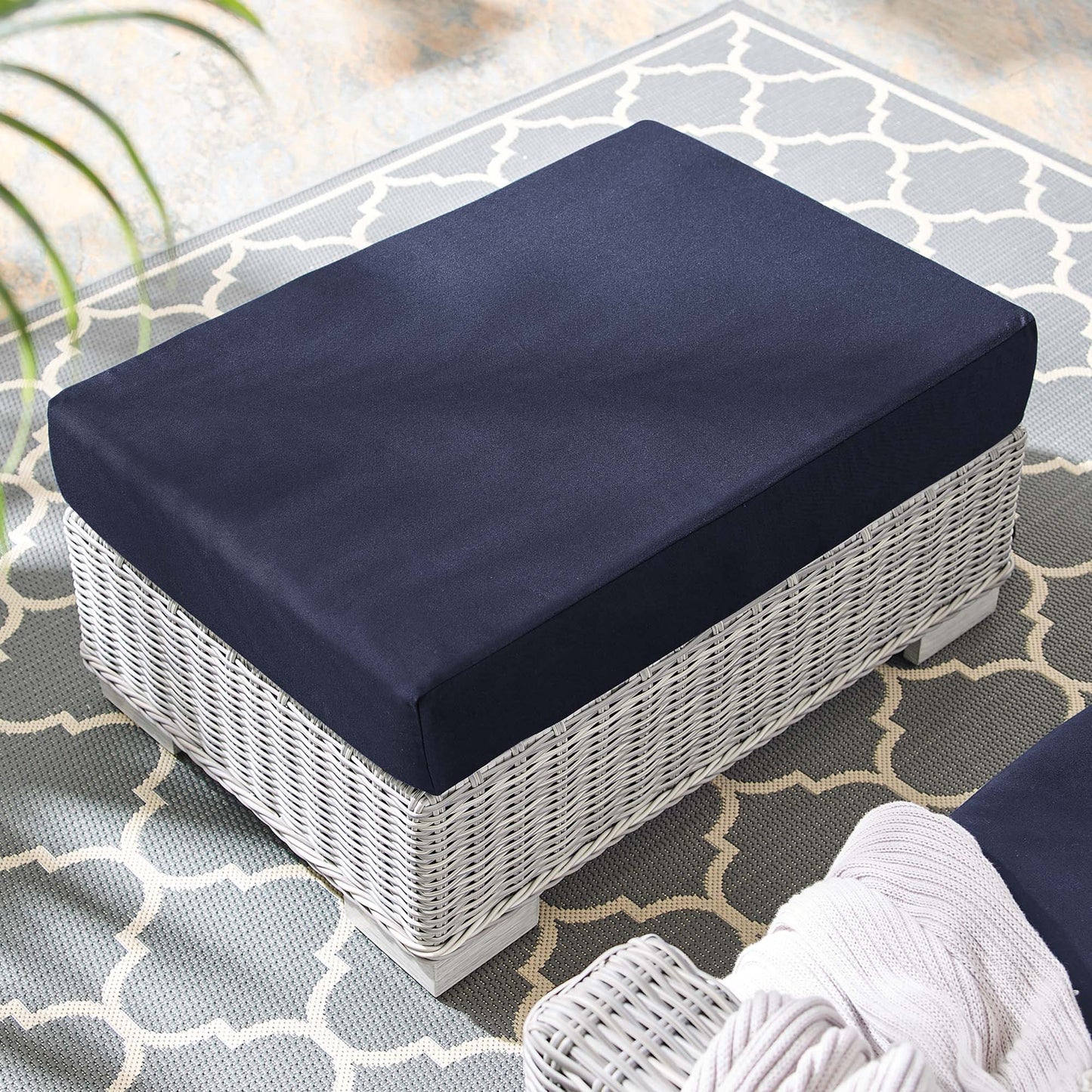 Conway Sunbrella® Outdoor Patio Wicker Rattan Ottoman