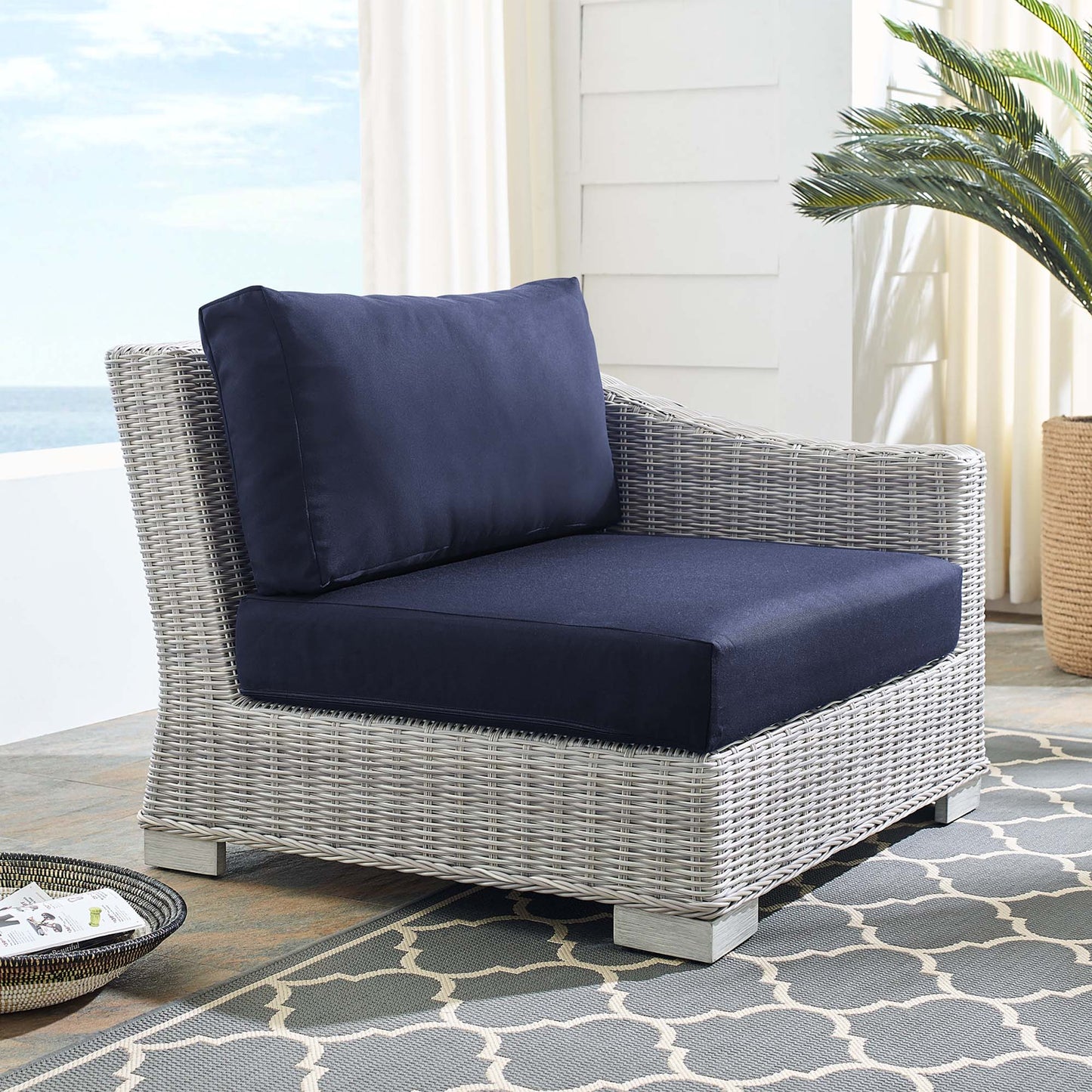 Conway Sunbrella® Outdoor Patio Wicker Rattan Right-Arm Chair