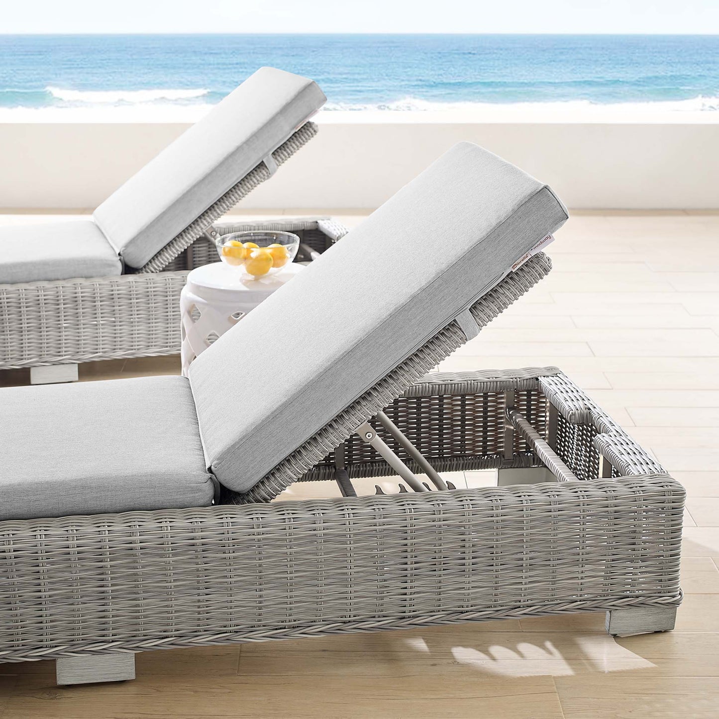 Conway Sunbrella® Outdoor Patio Wicker Rattan Chaise Lounge