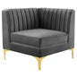 Triumph Channel Tufted Performance Velvet Sectional Sofa Corner Chair