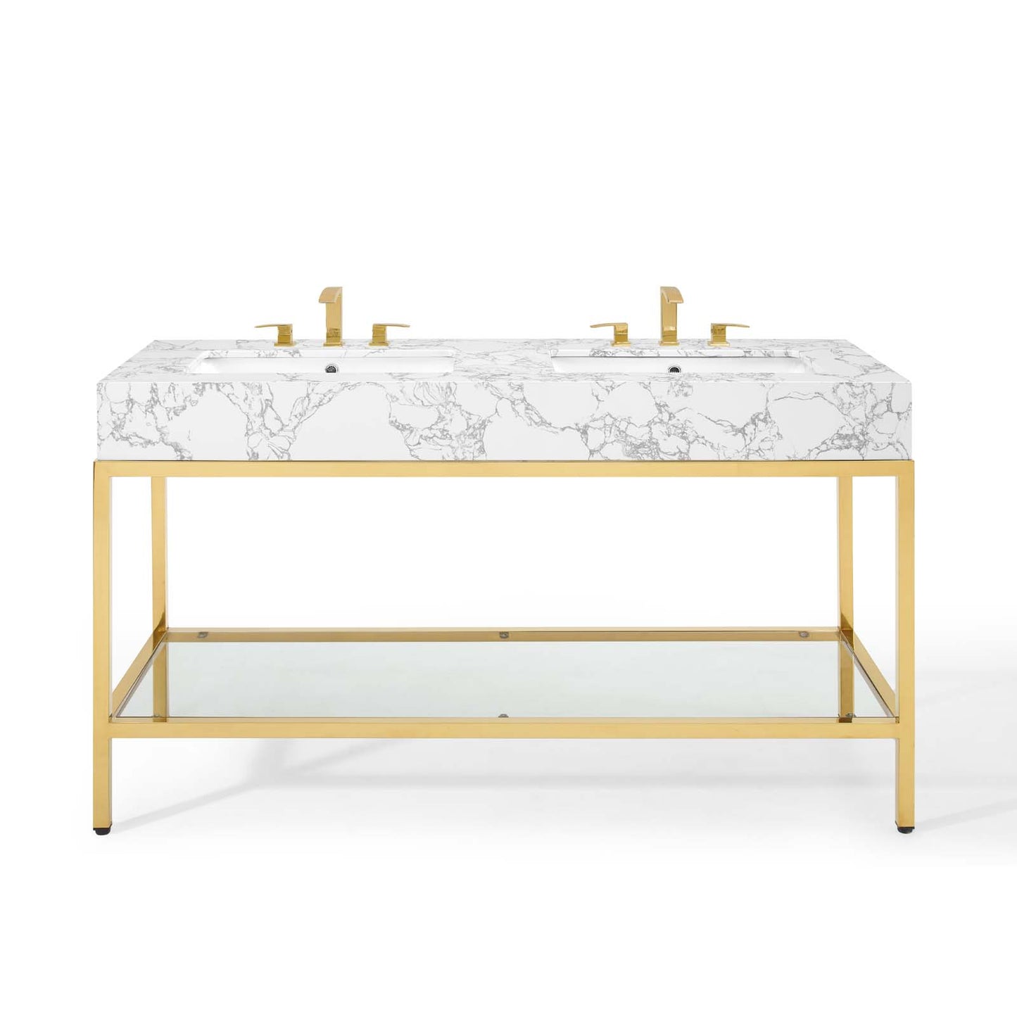 Kingsley 60" Gold Stainless Steel Bathroom Vanity