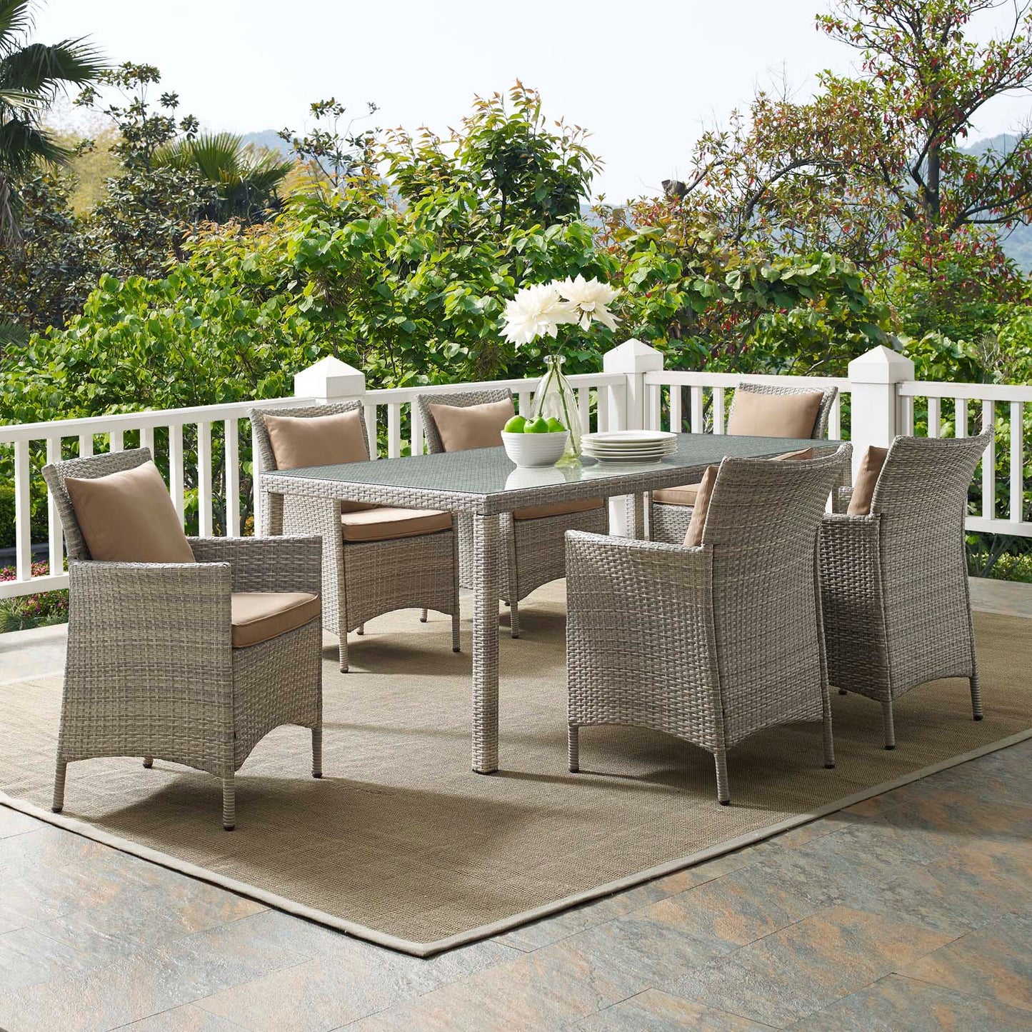 Conduit 7 Piece Outdoor Patio Wicker Rattan Dining Set