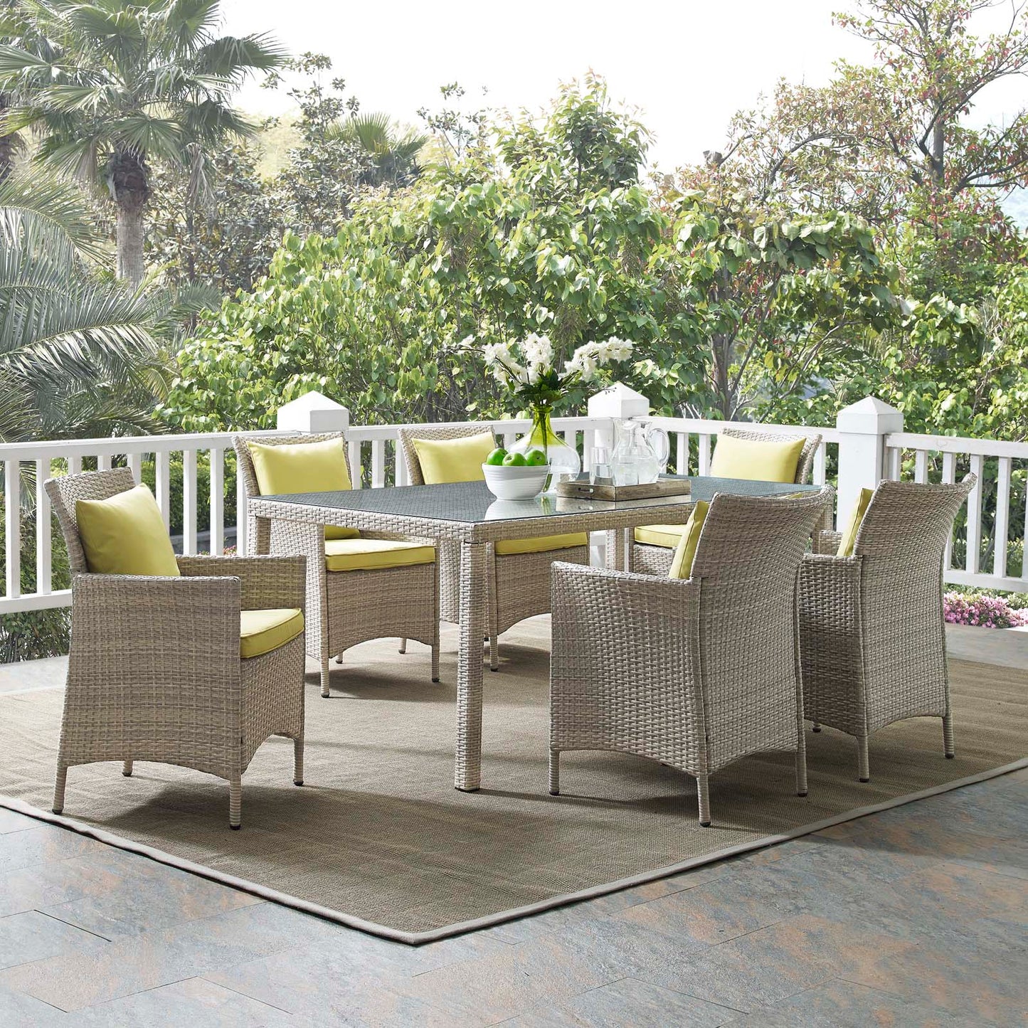 Conduit 7 Piece Outdoor Patio Wicker Rattan Dining Set