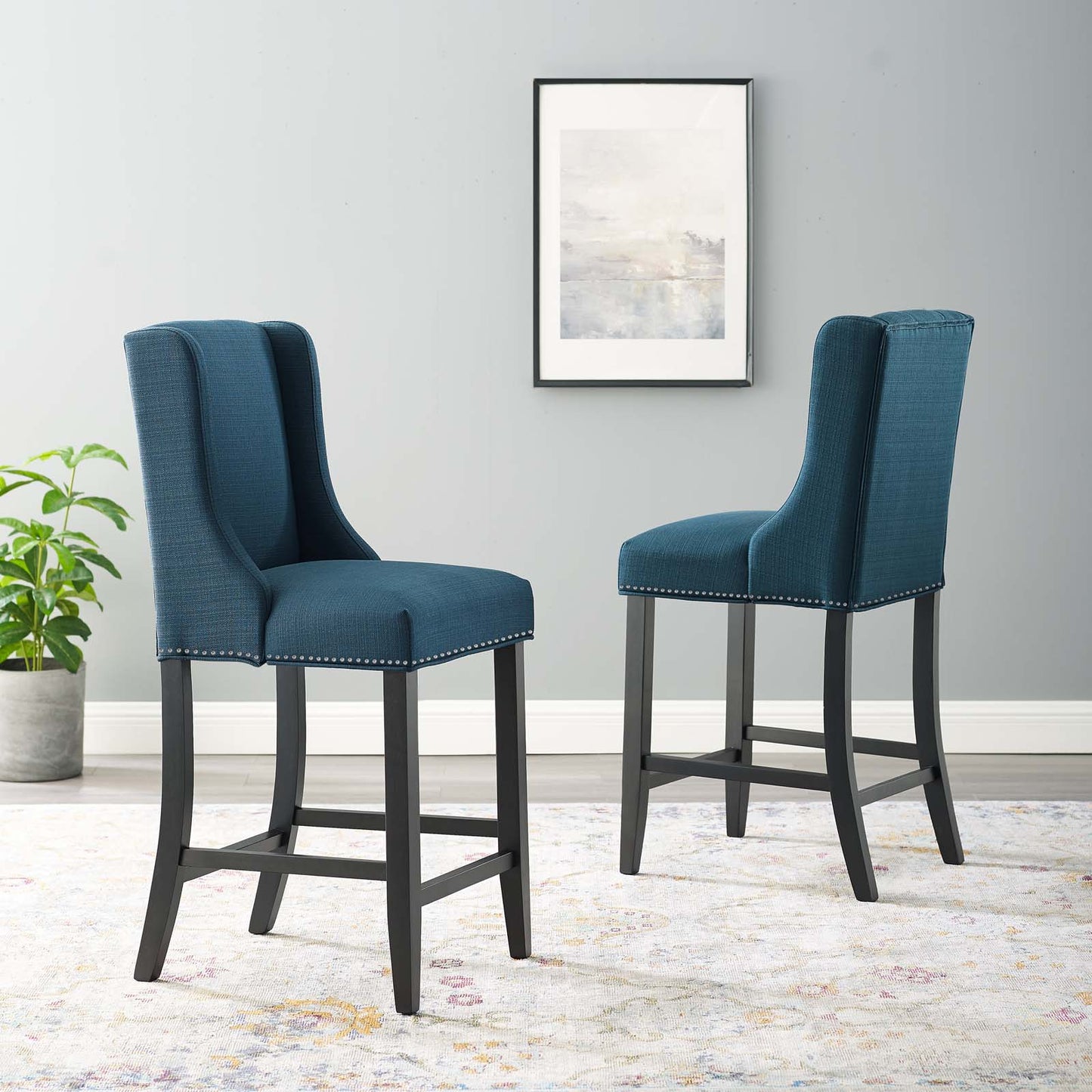 Baron Upholstered Fabric Counter Stool Set of 2