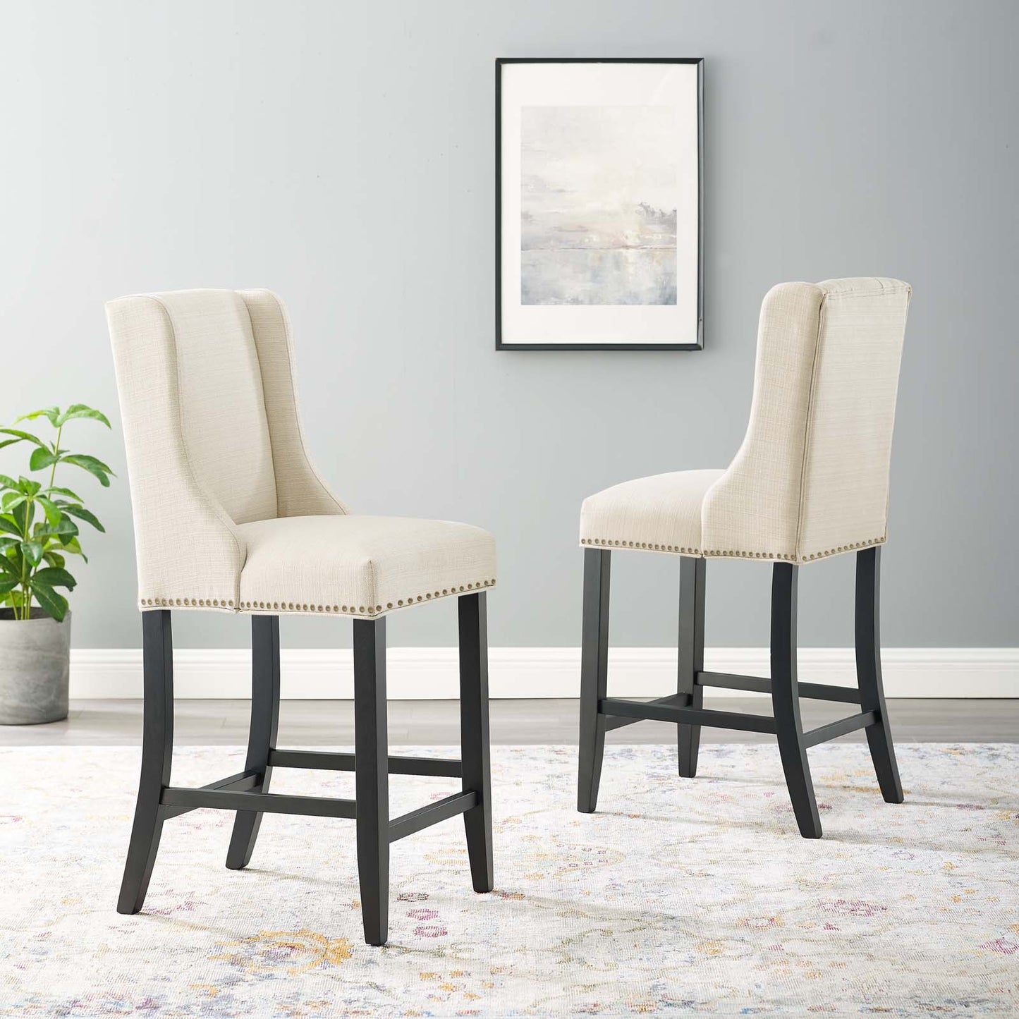 Baron Upholstered Fabric Counter Stool Set of 2