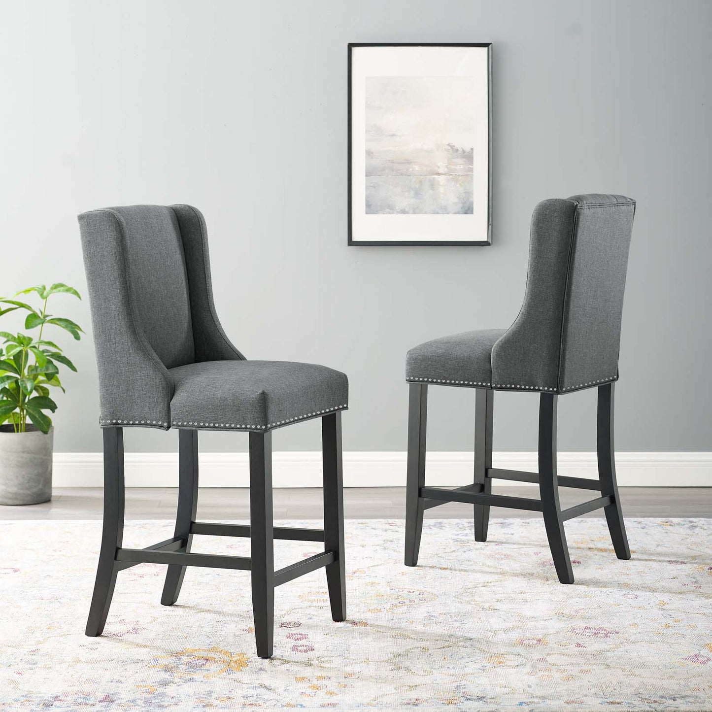 Baron Upholstered Fabric Counter Stool Set of 2