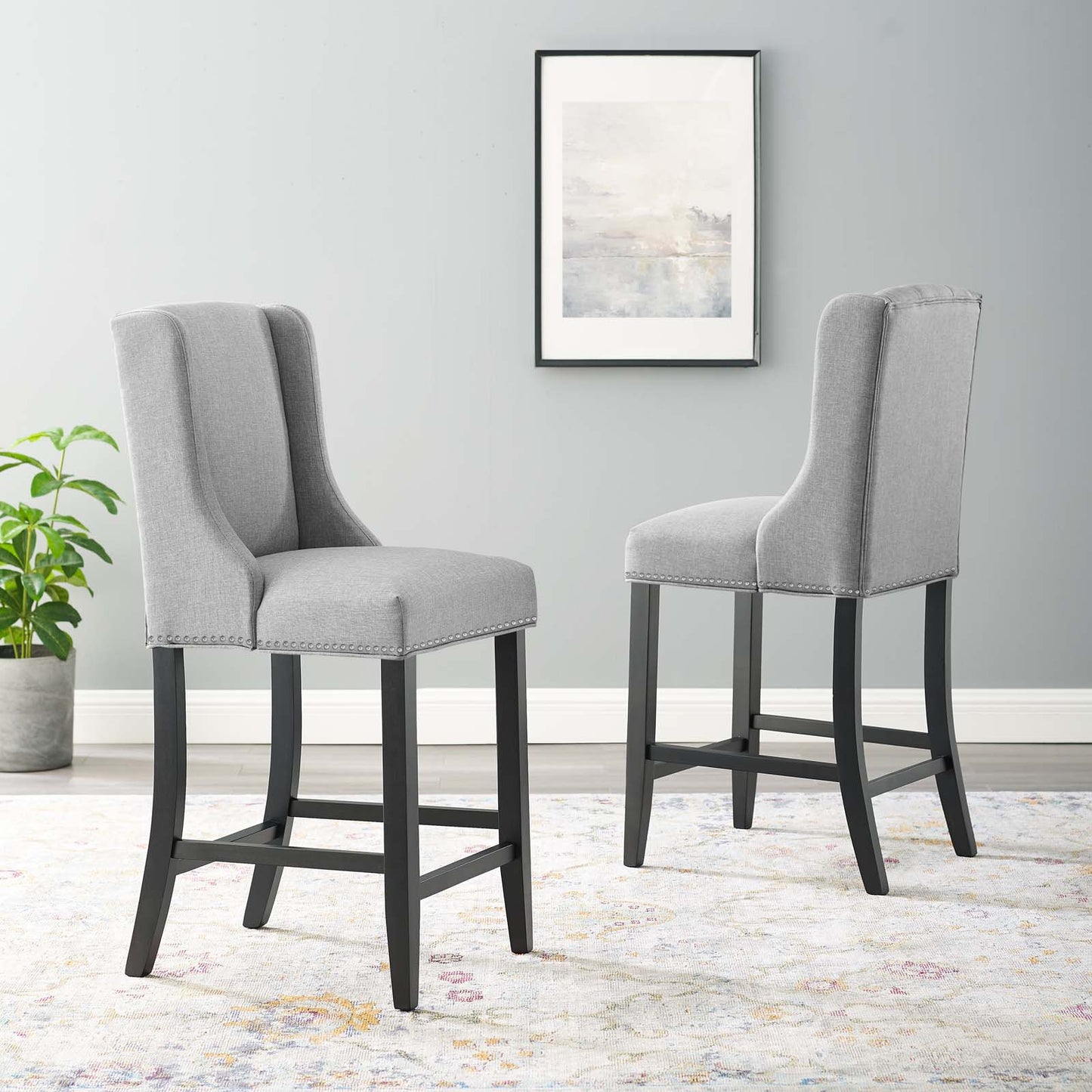 Baron Upholstered Fabric Counter Stool Set of 2