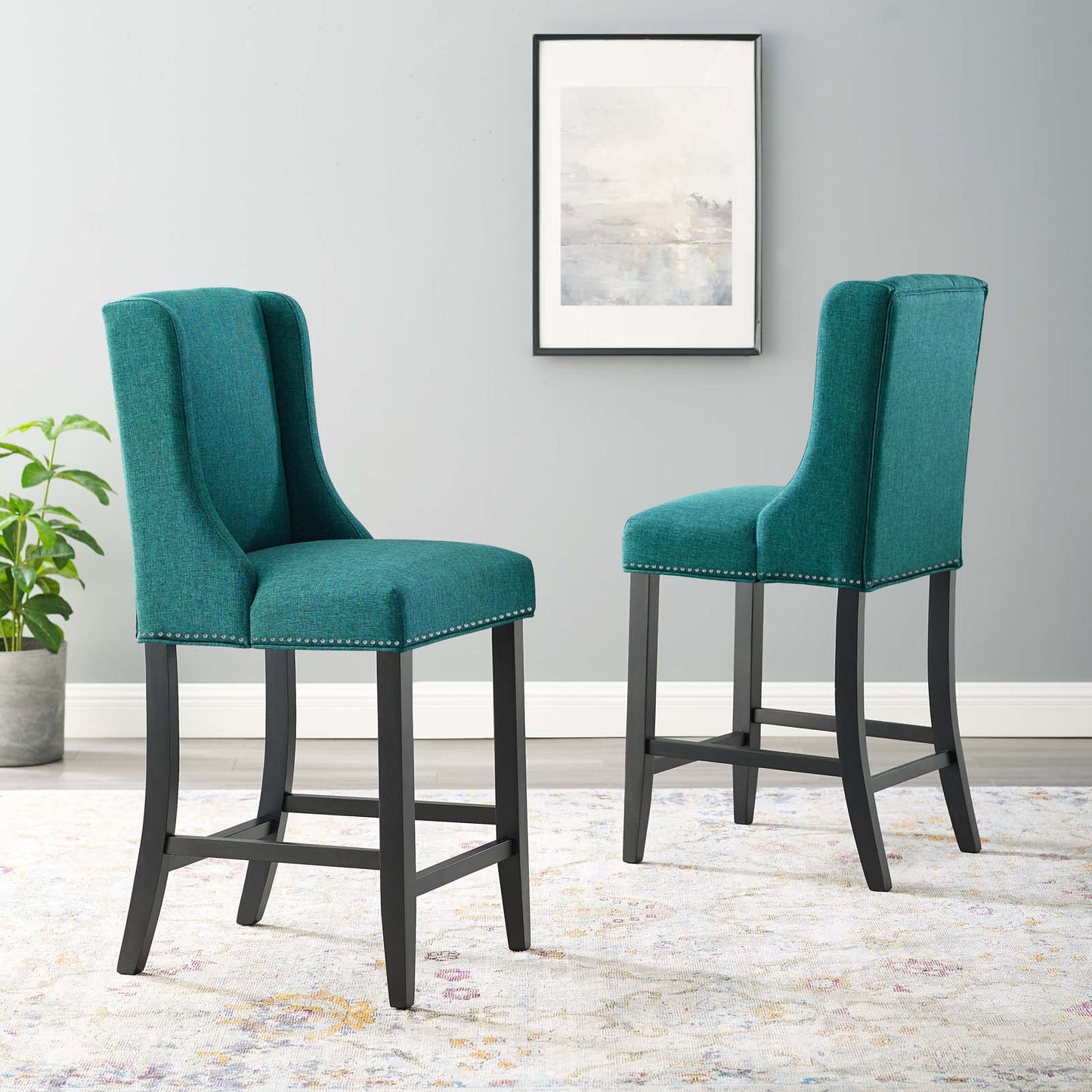 Baron Upholstered Fabric Counter Stool Set of 2