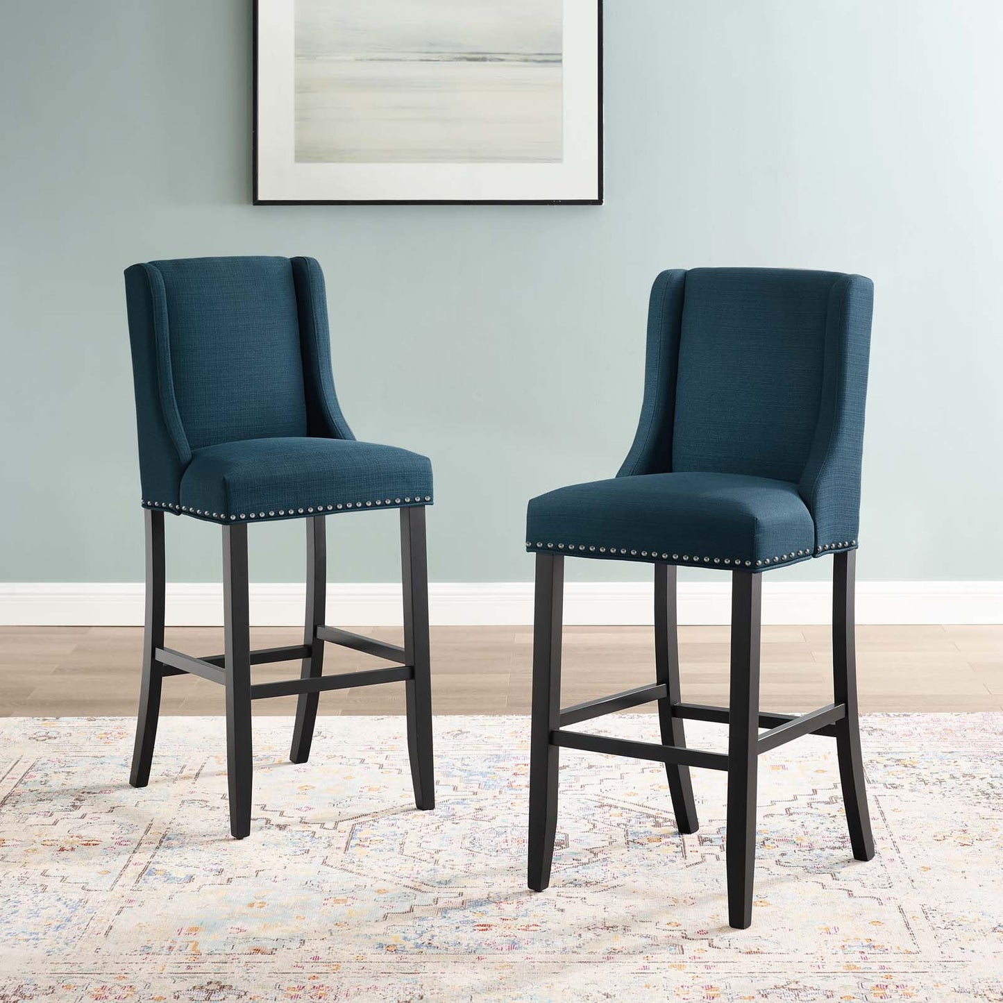 Baron Upholstered Fabric Bar Stool Set of 2