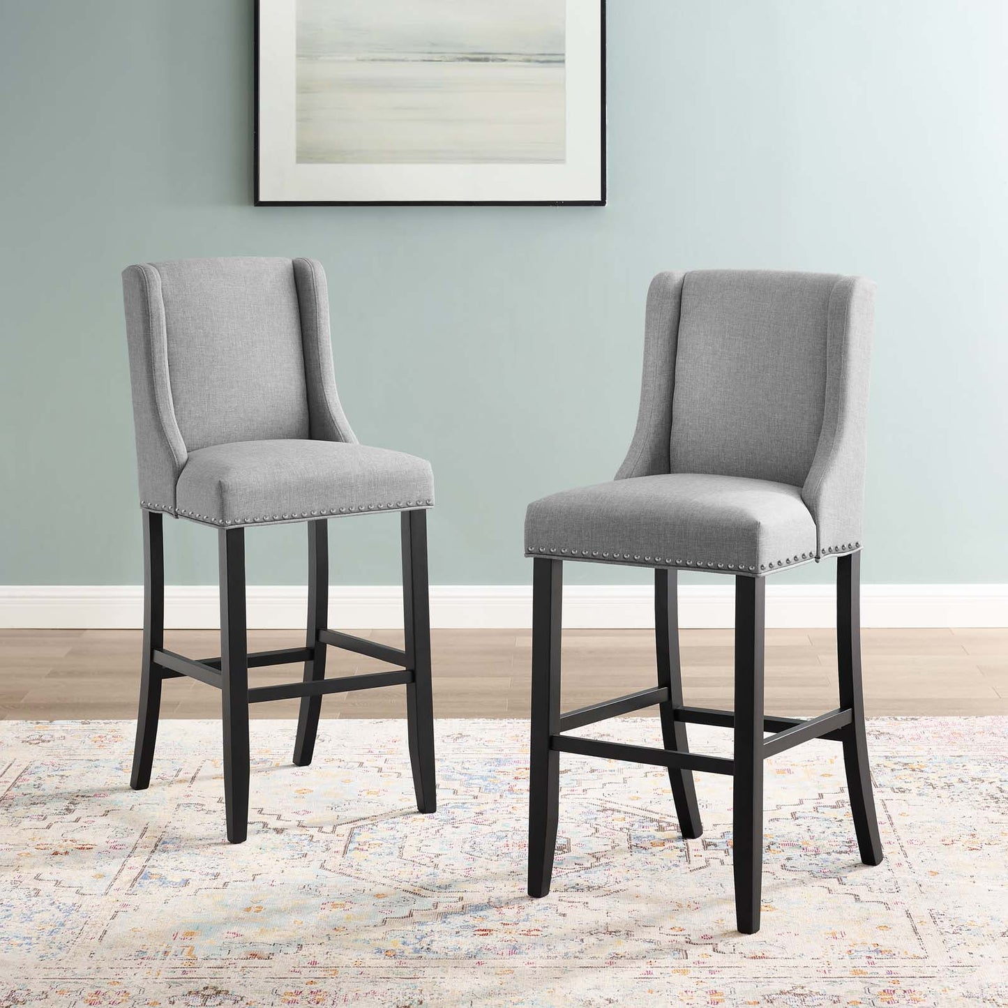 Baron Upholstered Fabric Bar Stool Set of 2