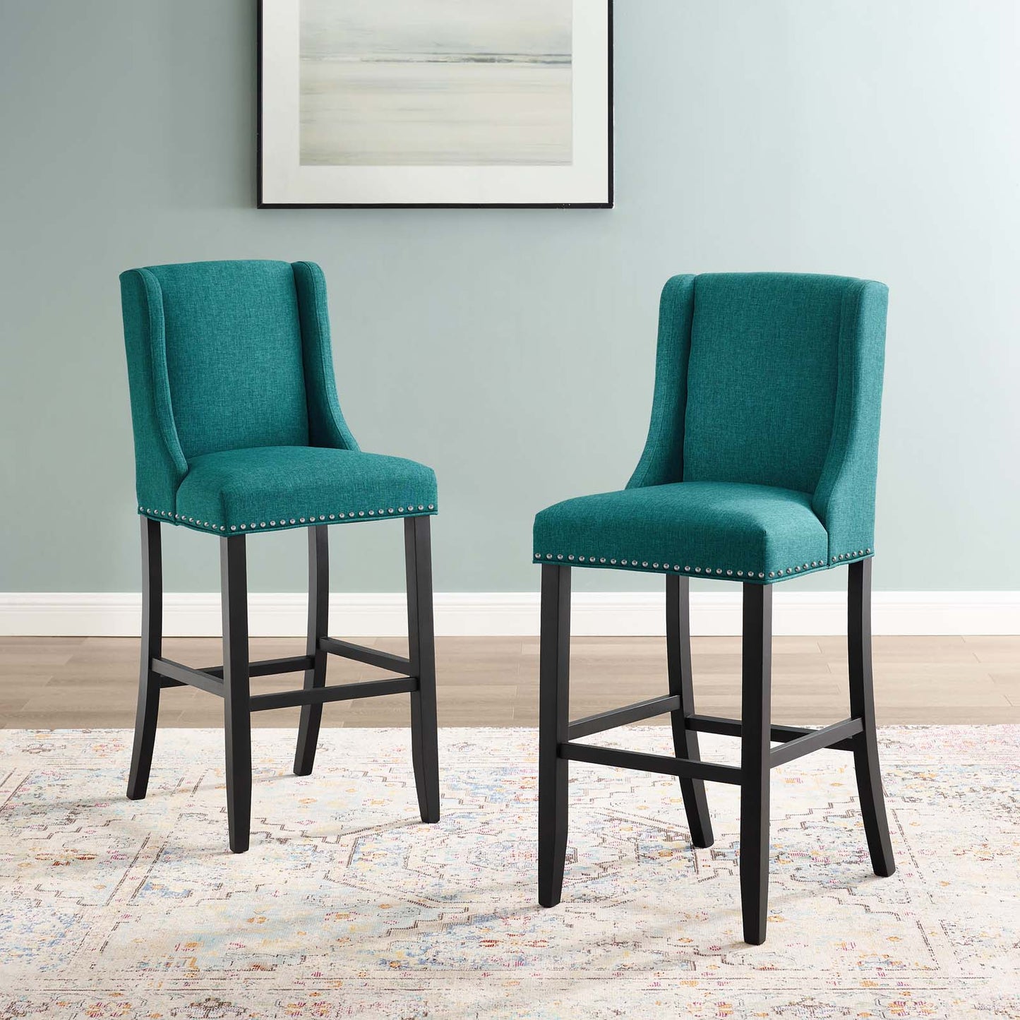 Baron Upholstered Fabric Bar Stool Set of 2