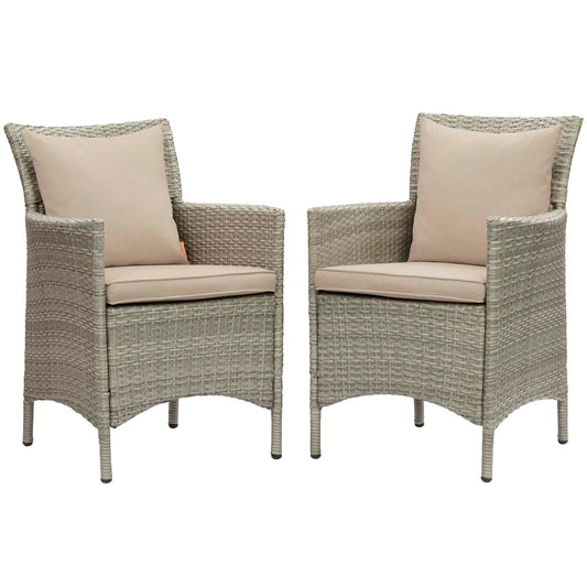 Conduit Outdoor Patio Wicker Rattan Dining Armchair Set of 2