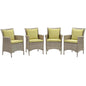 Conduit Outdoor Patio Wicker Rattan Dining Armchair Set of 4