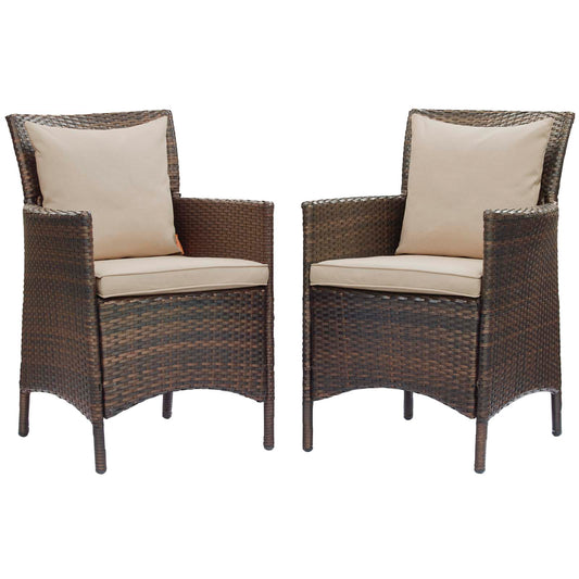 Conduit Outdoor Patio Wicker Rattan Dining Armchair Set of 2