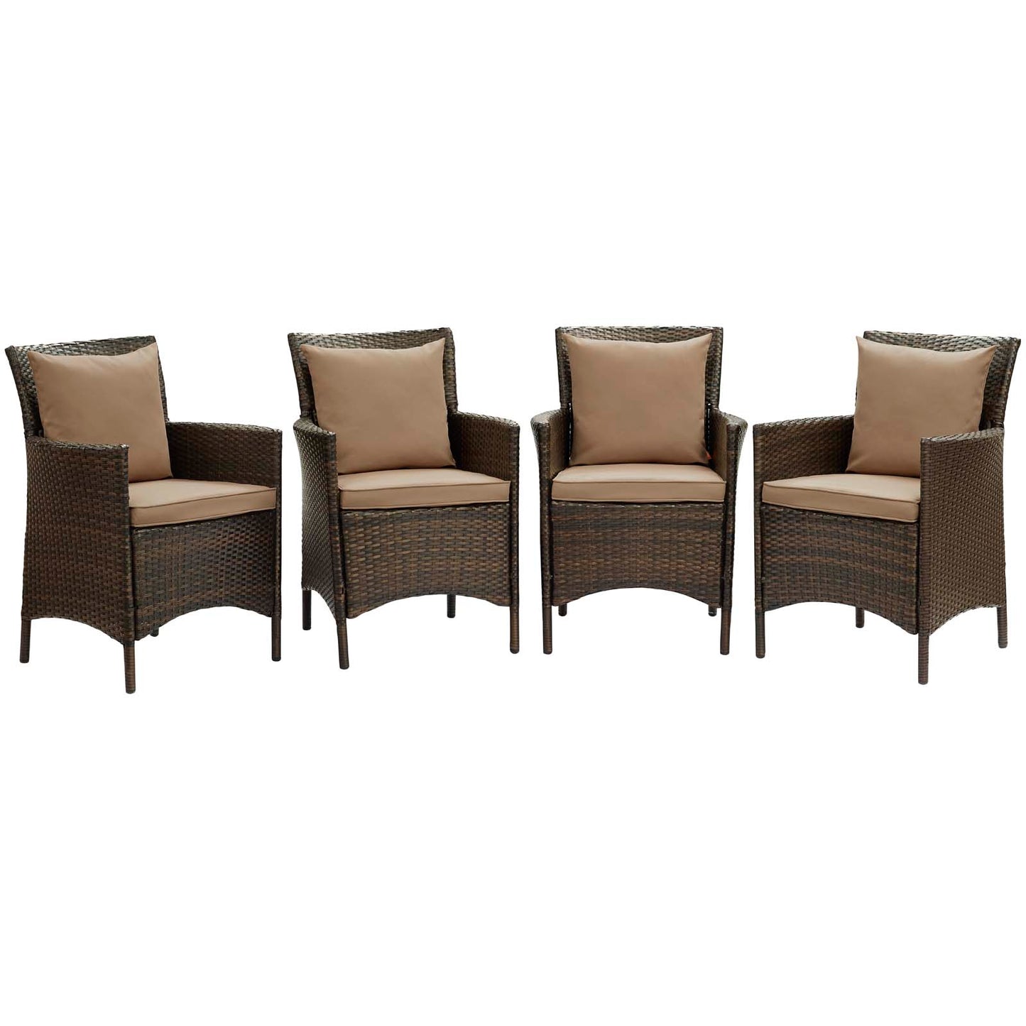 Conduit Outdoor Patio Wicker Rattan Dining Armchair Set of 4