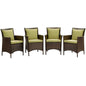 Conduit Outdoor Patio Wicker Rattan Dining Armchair Set of 4