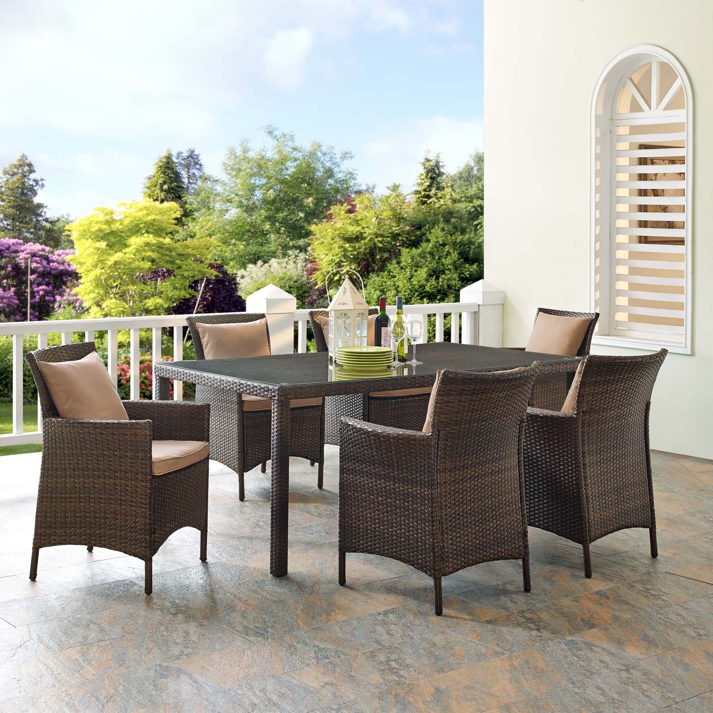 Conduit 7 Piece Outdoor Patio Wicker Rattan Dining Set