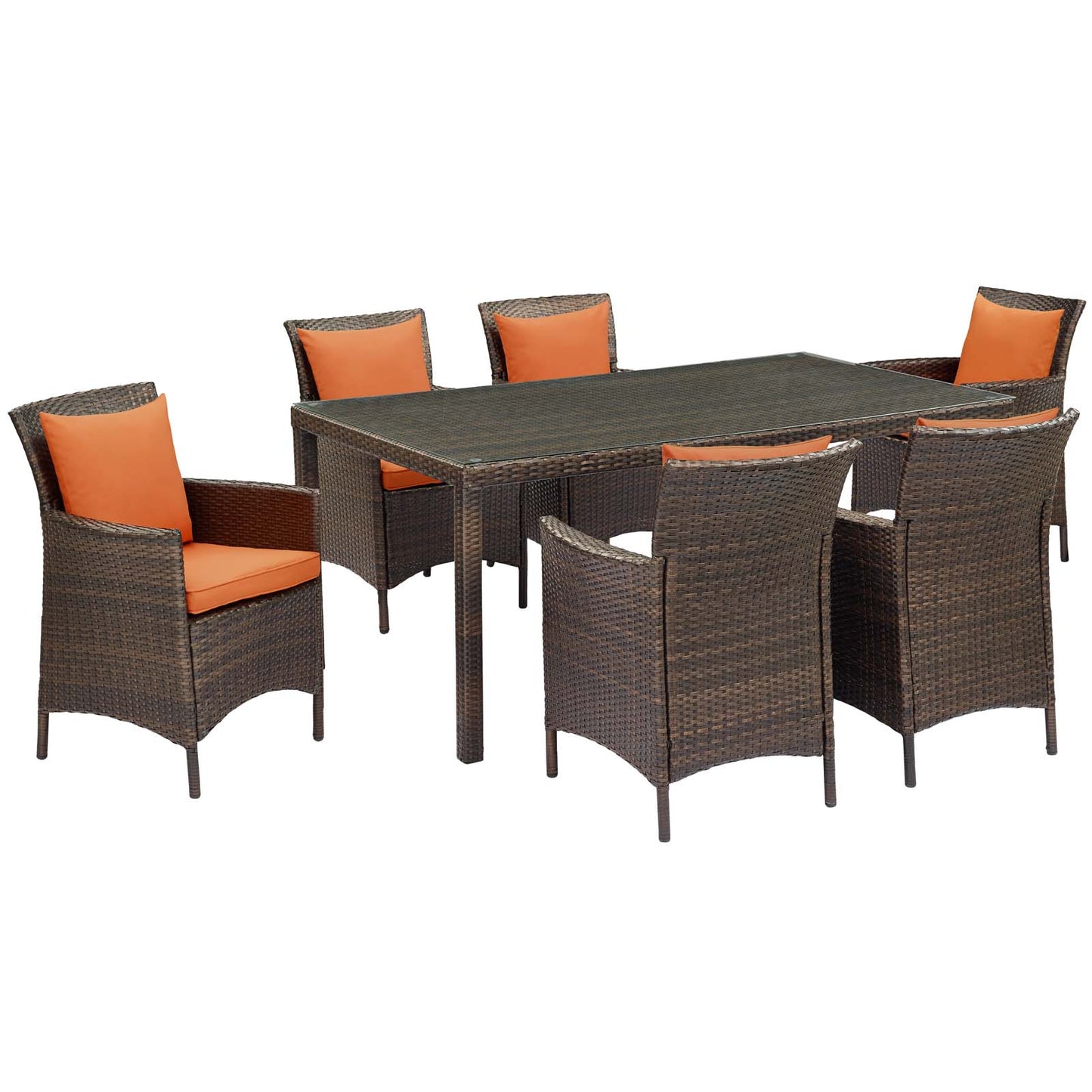 Conduit 7 Piece Outdoor Patio Wicker Rattan Dining Set