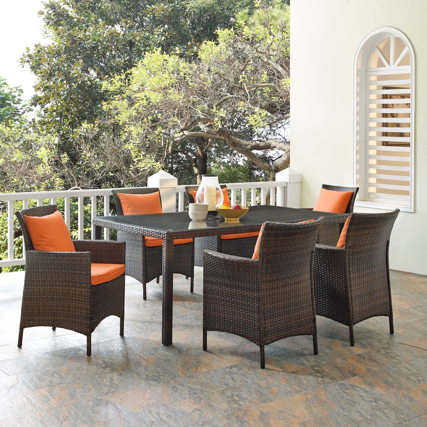 Conduit 7 Piece Outdoor Patio Wicker Rattan Dining Set