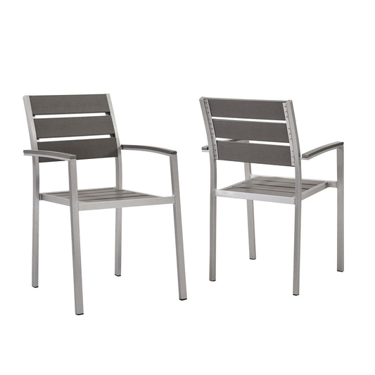 Juego de 2 sillones de comedor de aluminio para exteriores Shore de Modway