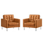 Loft Tufted Vegan Leather Armchairs Set of 2