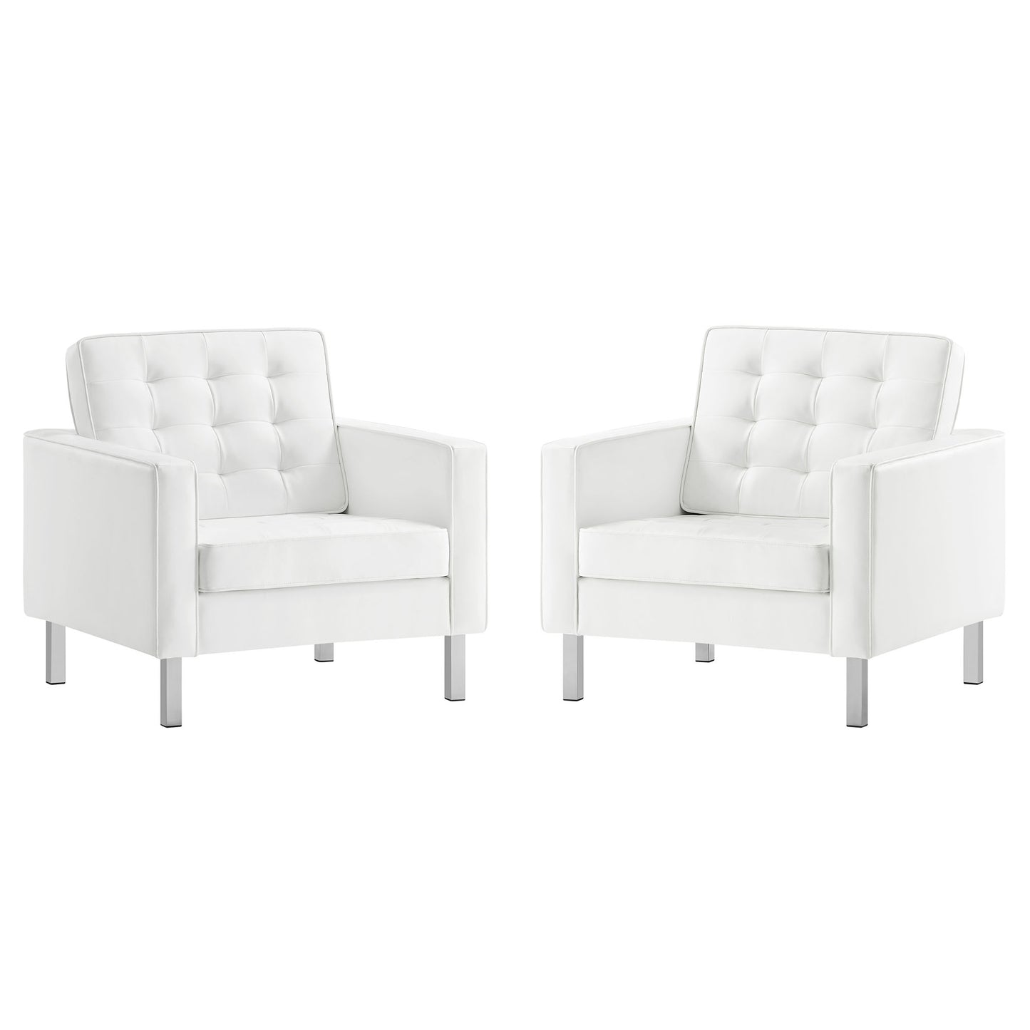 Loft Tufted Vegan Leather Armchairs Set of 2