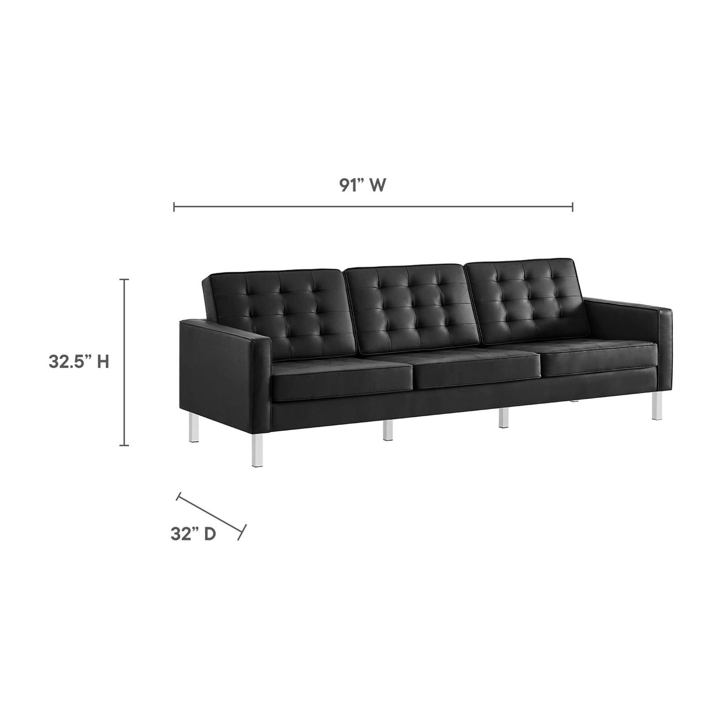 Loft 3-Piece Tufted Vegan Leather Furniture Set