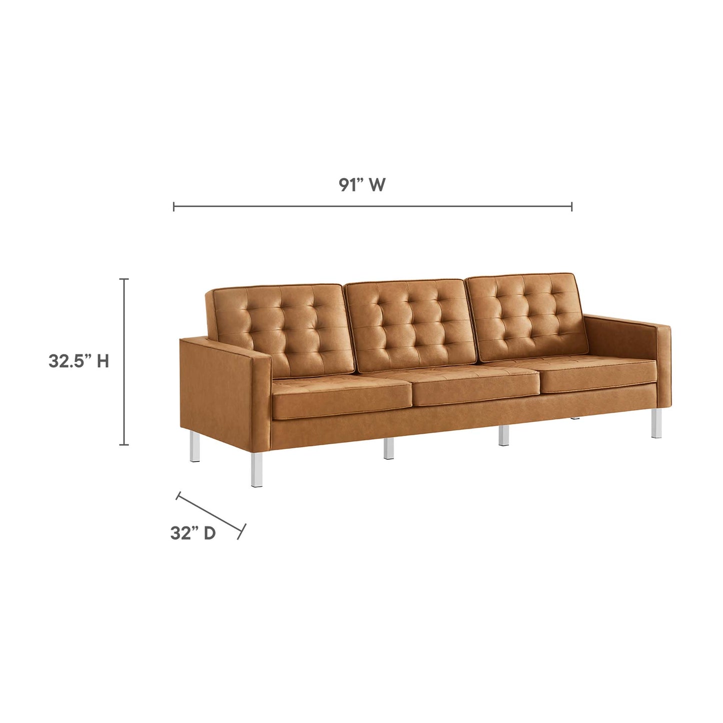 Loft 3-Piece Tufted Vegan Leather Furniture Set